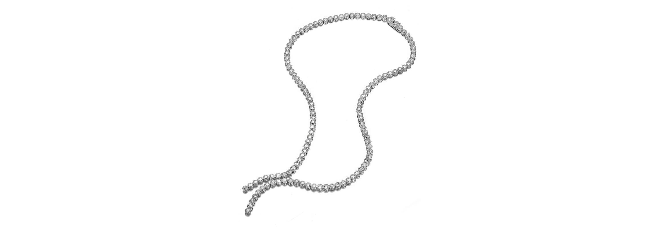 Lab Created White Gold Plated with Clear Round Cubic Zirconia Bezel Set Necklace