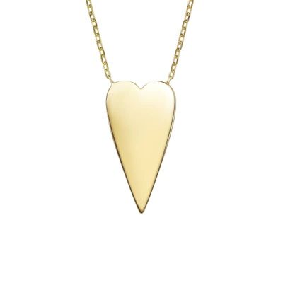 Rozzato Lab Created 14K Gold Plated Elongated Modern Shiny Heart Layering Necklace