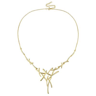 Rozzato Lab Created 14K Gold Plated with Clear Cubic Zirconia Sticks Contemporary Statement Necklace