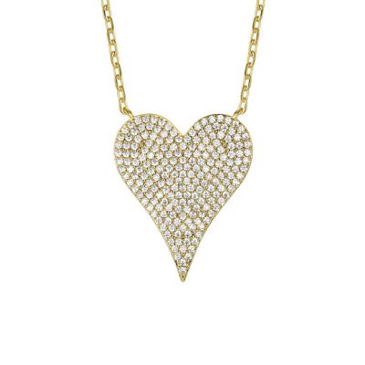 Rozzato Lab Created 14k Gold Plated with Pave Cubic Zirconia Heart Layering Necklace
