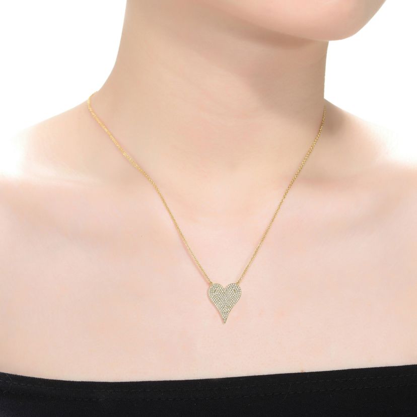 Lab Created 14k Gold Plated with Pave Cubic Zirconia Heart Layering Necklace