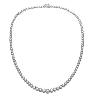 Rozzato Lab Created White Gold Plated with Clear Cubic Zirconia Graduated-Size Tennis chain Anniversary Necklace