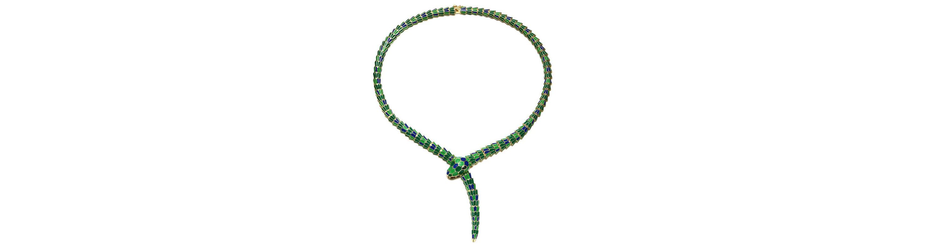 Lab Created 14K Gold Plating with Emerald Green Cubic Zirconia Snake Collar Necklace
