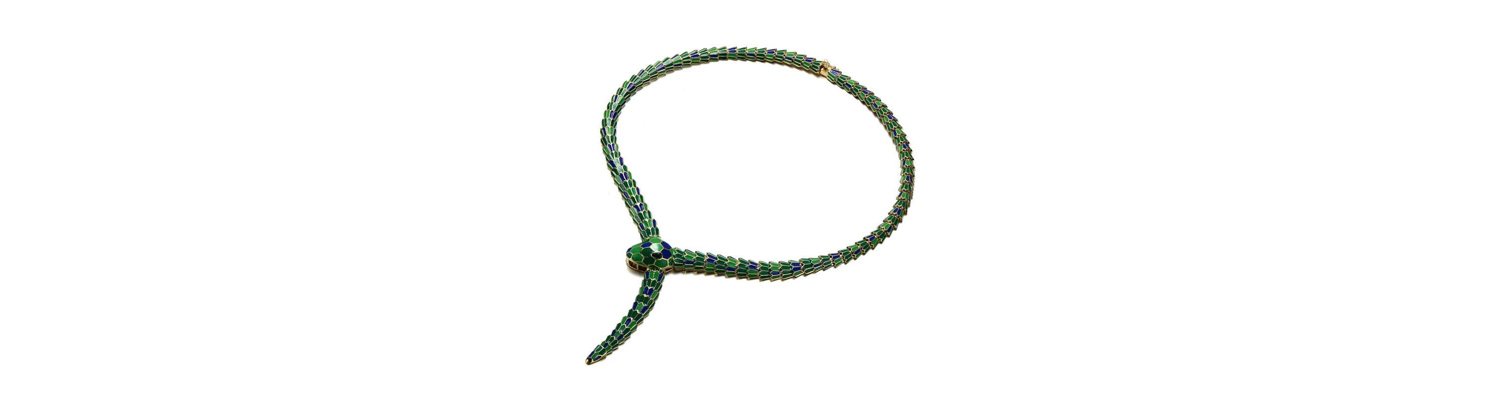 Lab Created 14K Gold Plating with Emerald Green Cubic Zirconia Snake Collar Necklace
