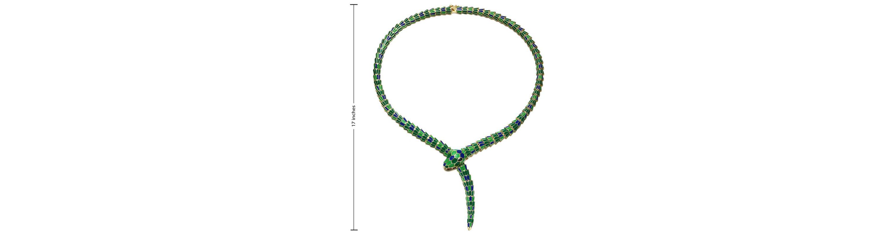 Lab Created 14K Gold Plating with Emerald Green Cubic Zirconia Snake Collar Necklace