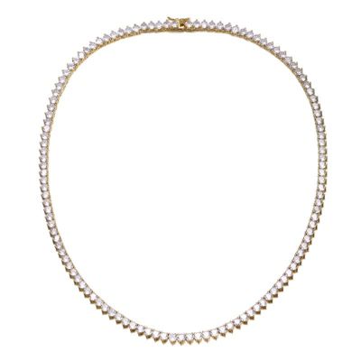 Rozzato Lab Created Flawless Tennis Necklace with Round Shape Cubic Zirconia
