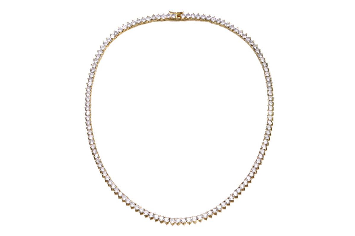 Lab Created 14K Gold Plated with Clear Round Shape Cubic Zirconia Tennis Necklace
