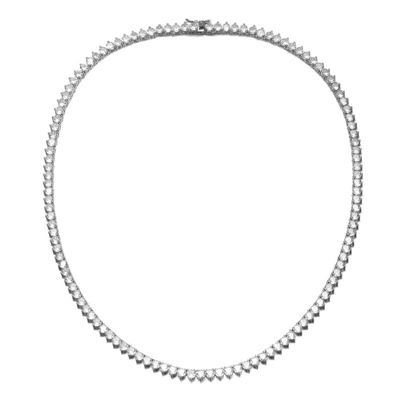 Rozzato Lab Created Flawless Tennis Necklace with Round Shape Cubic Zirconia
