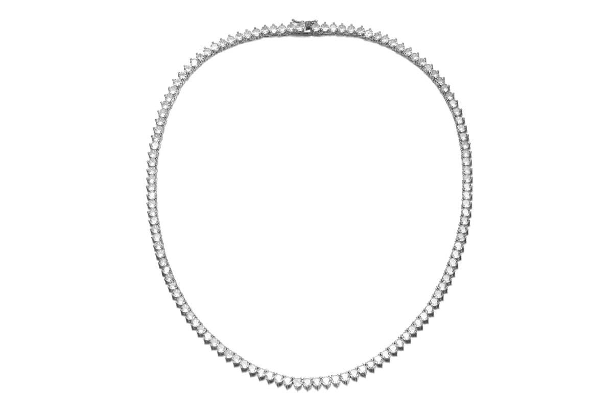 Lab Created Flawless Tennis Necklace with Round Shape Cubic Zirconia