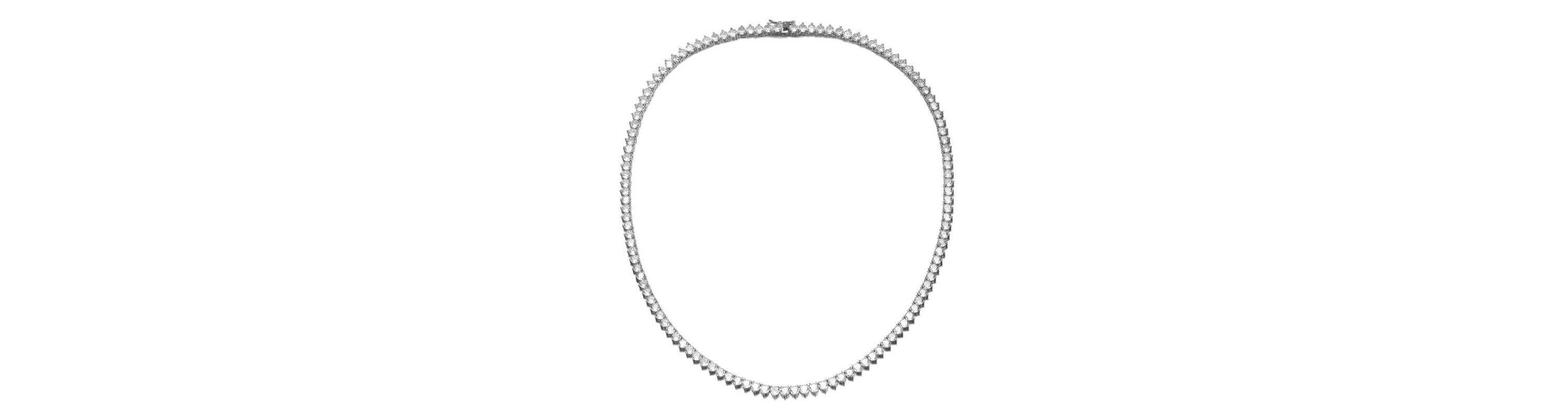 Lab Created Flawless Tennis Necklace with Round Shape Cubic Zirconia