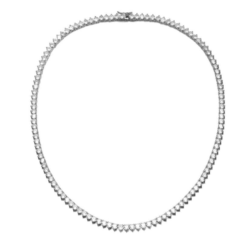 Lab Created Flawless Tennis Necklace with Round Shape Cubic Zirconia