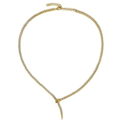 Lab Created Rozzato 14K Gold Plated with Cubic Zirconia Coiled Snake Tennis Chain Necklace