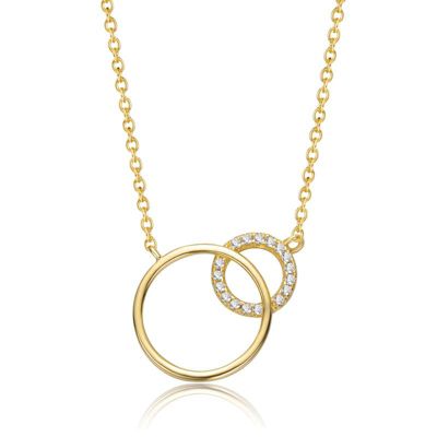 Rozzato Lab Created 14K Gold Plated with Clear Cubic Zirconia Entwined Triple Eternity Circle Necklace