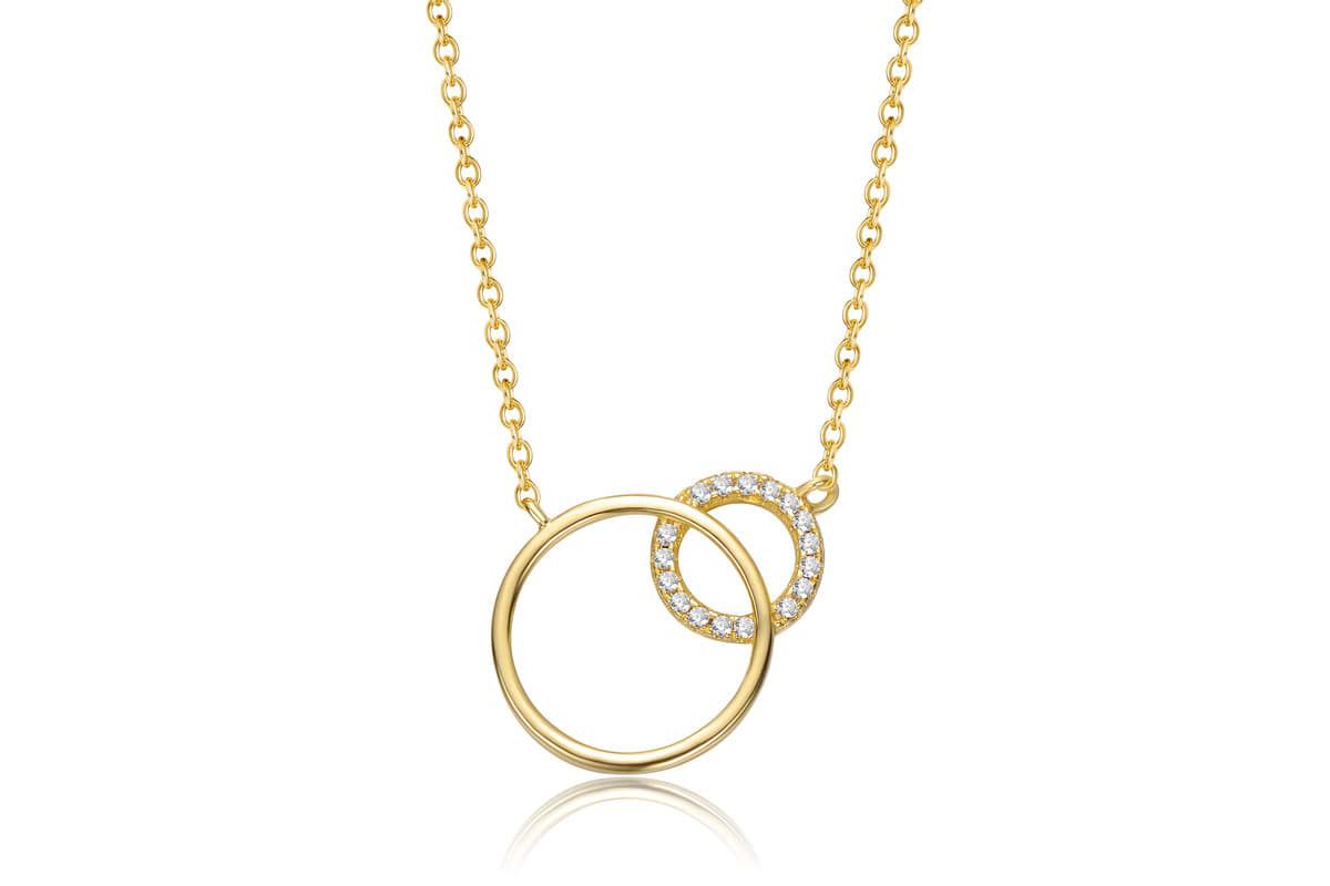 Lab Created 14K Gold Plated with Clear Cubic Zirconia Entwined Triple Eternity Circle Necklace