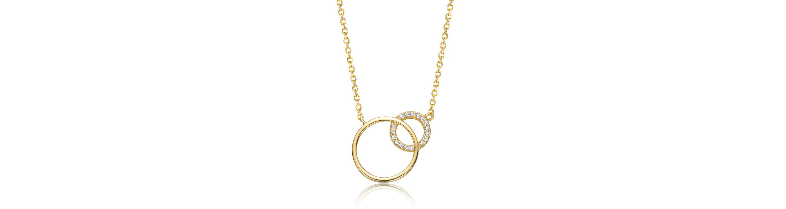 Lab Created 14K Gold Plated with Clear Cubic Zirconia Entwined Triple Eternity Circle Necklace