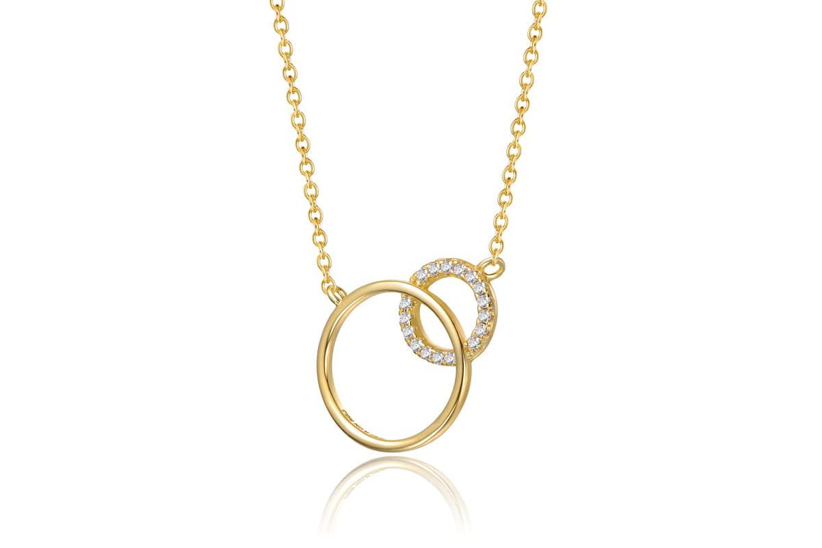 Lab Created 14K Gold Plated with Clear Cubic Zirconia Entwined Triple Eternity Circle Necklace