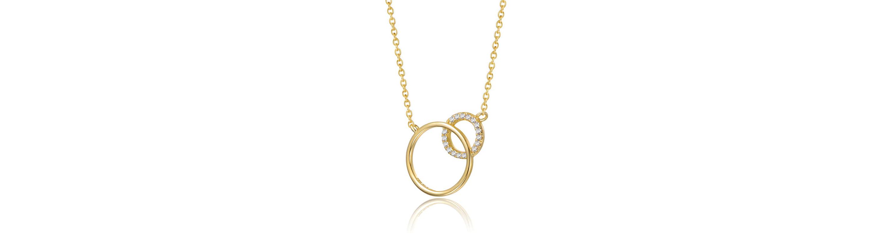 Lab Created 14K Gold Plated with Clear Cubic Zirconia Entwined Triple Eternity Circle Necklace