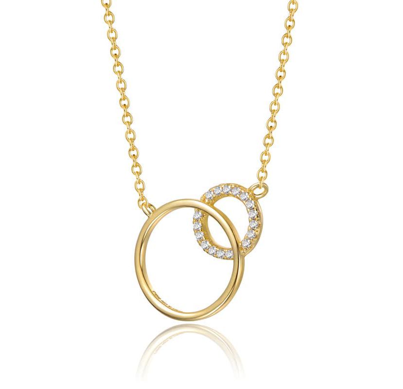 Lab Created 14K Gold Plated with Clear Cubic Zirconia Entwined Triple Eternity Circle Necklace
