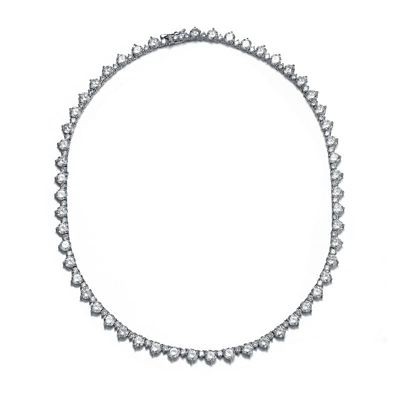Rozzato Lab Created White Gold Plated with Clear Cubic Zirconia Tennis Chain Necklace
