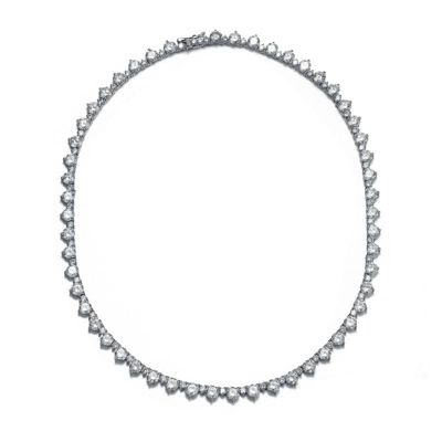 Rozzato Lab Created White Gold Plated with Clear Cubic Zirconia Tennis Chain Necklace