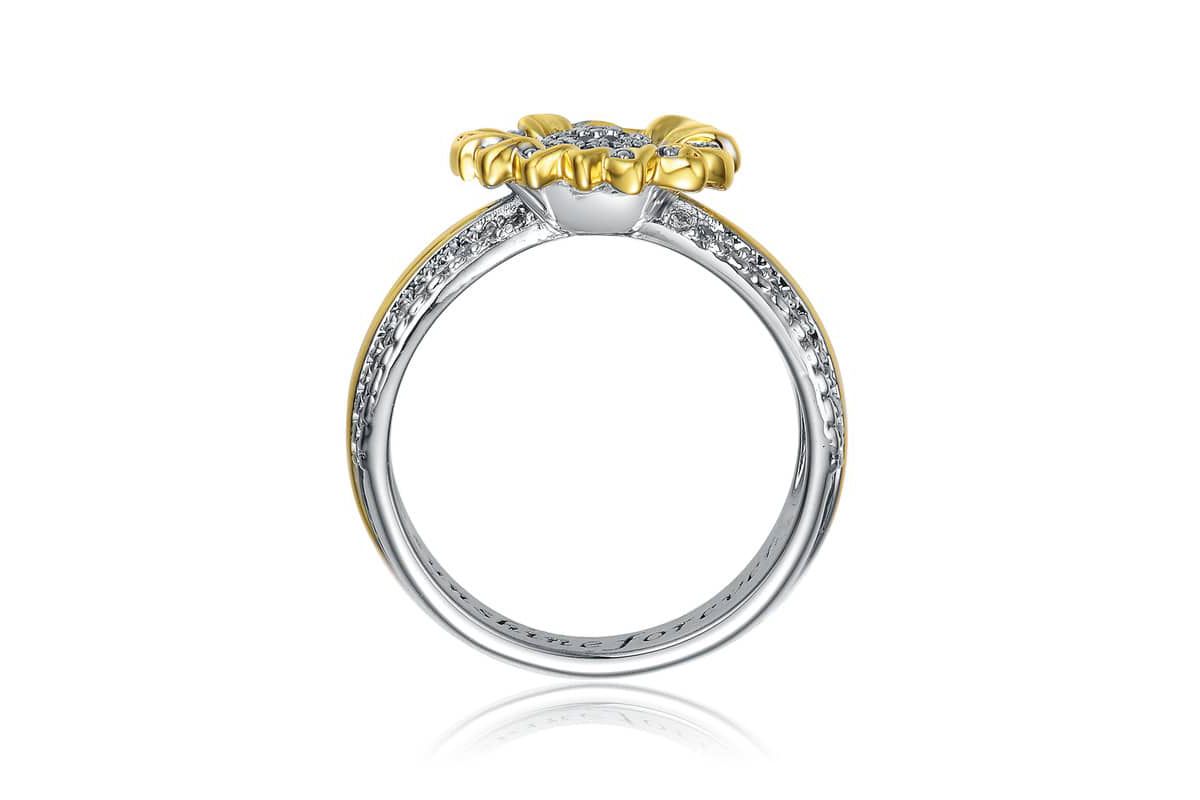 Lab Created White Gold Plated and 14K Gold Plated Cubic Zirconia Nature Inspired Ring