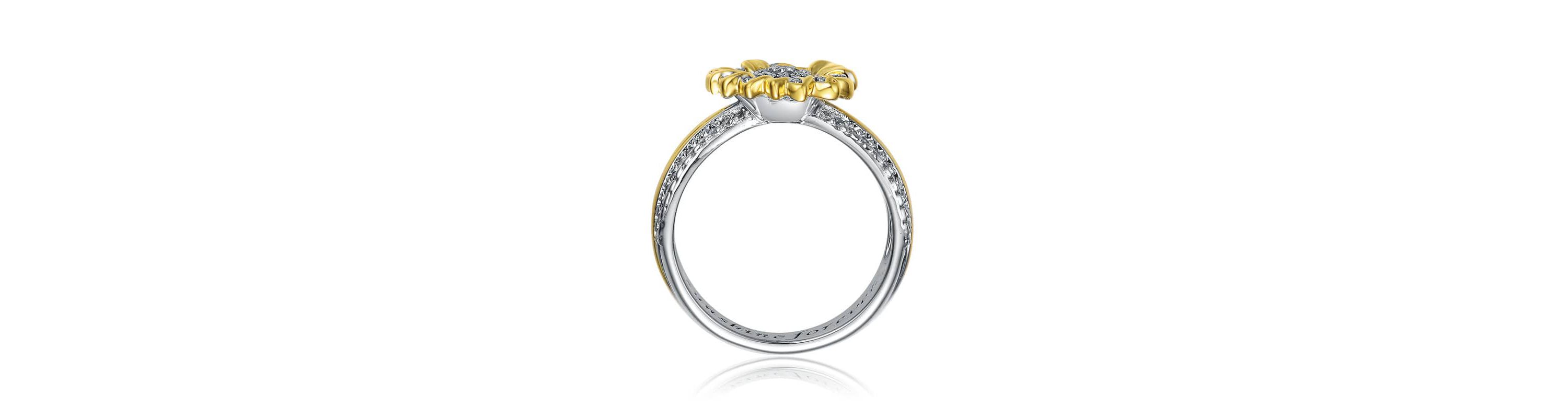 Lab Created White Gold Plated and 14K Gold Plated Cubic Zirconia Nature Inspired Ring