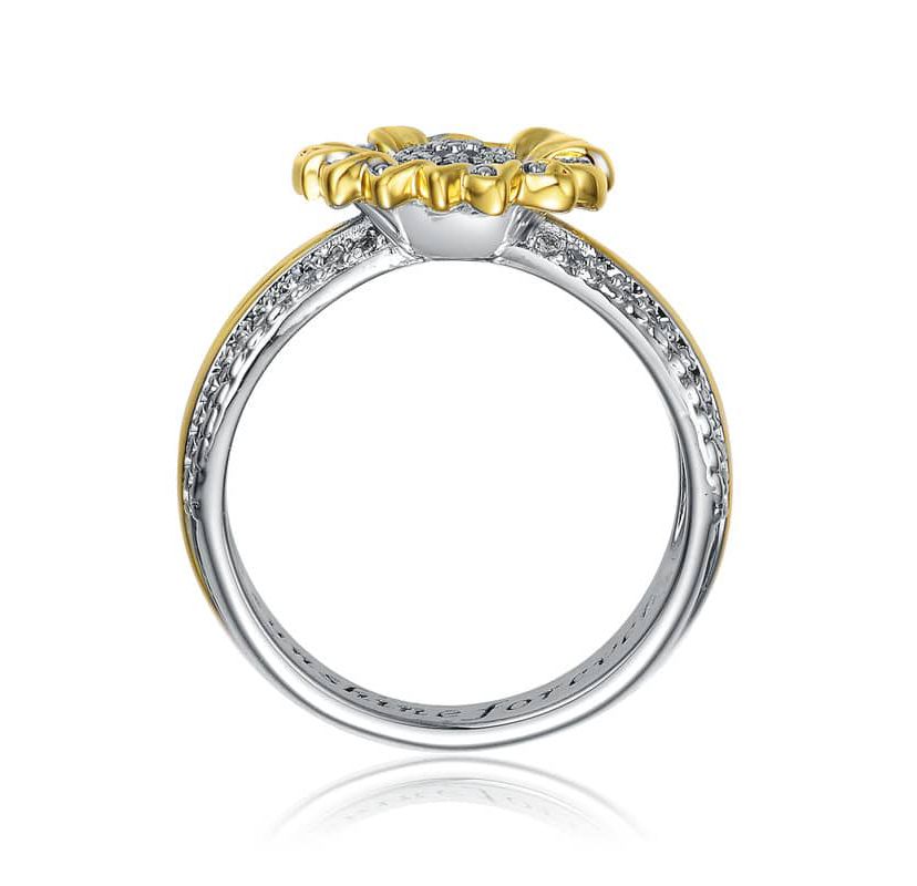 Lab Created White Gold Plated and 14K Gold Plated Cubic Zirconia Nature Inspired Ring