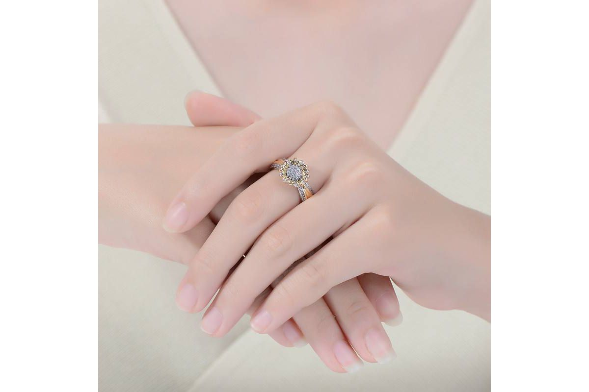 Lab Created White Gold Plated and 14K Gold Plated Cubic Zirconia Nature Inspired Ring
