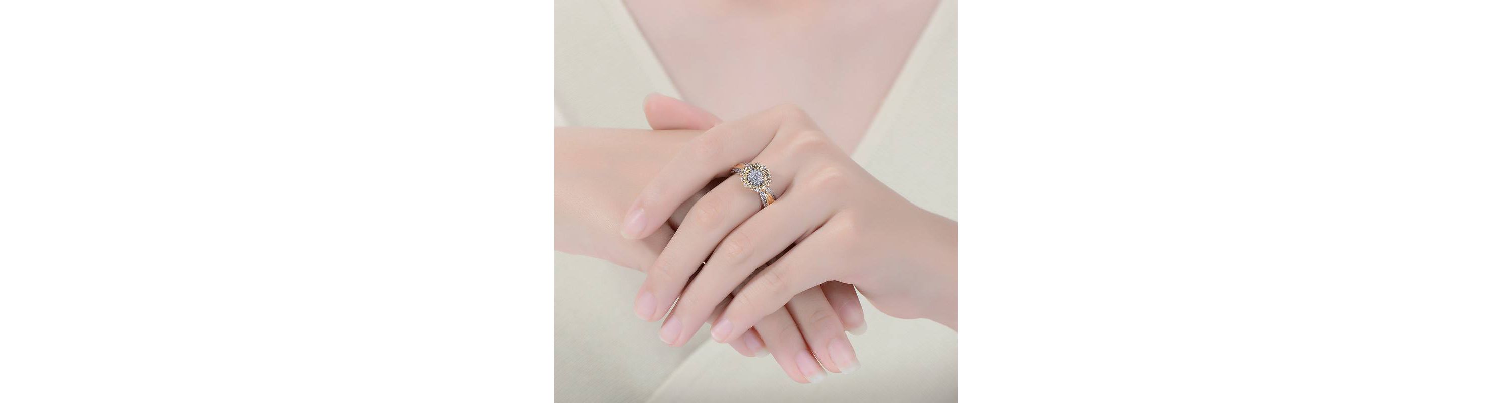 Lab Created White Gold Plated and 14K Gold Plated Cubic Zirconia Nature Inspired Ring