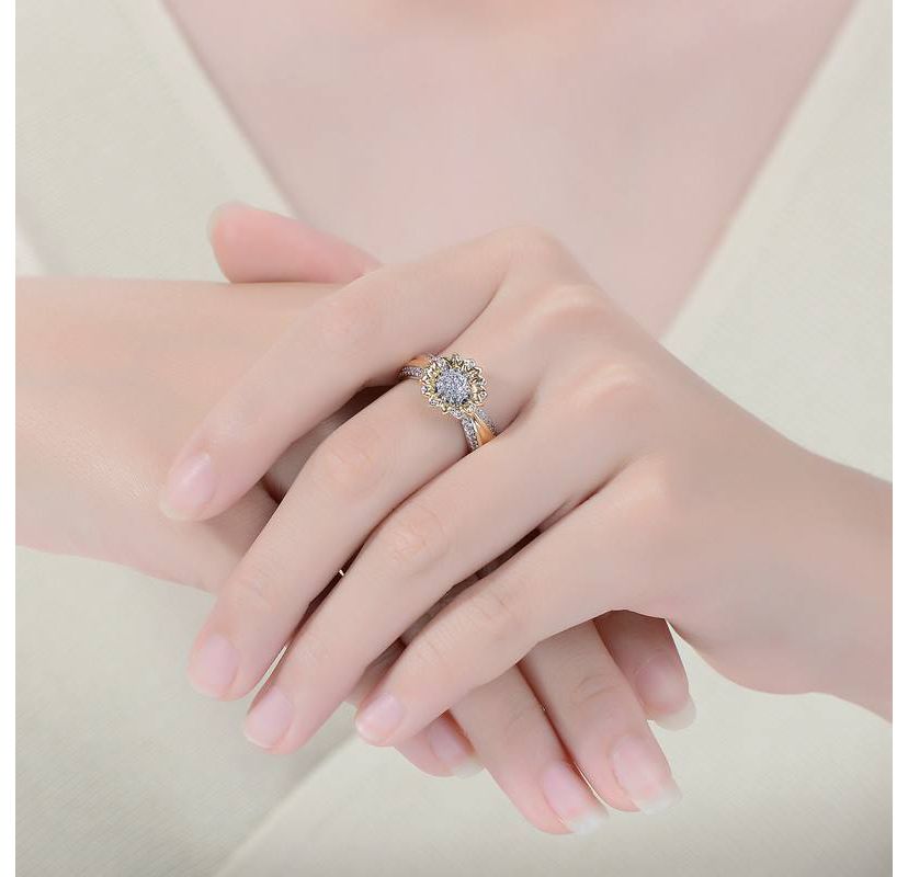 Lab Created White Gold Plated and 14K Gold Plated Cubic Zirconia Nature Inspired Ring