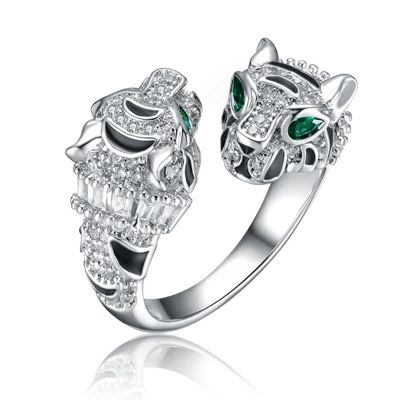 Rozzato Lab Created Rhodium Plated Panther Bypass Ring