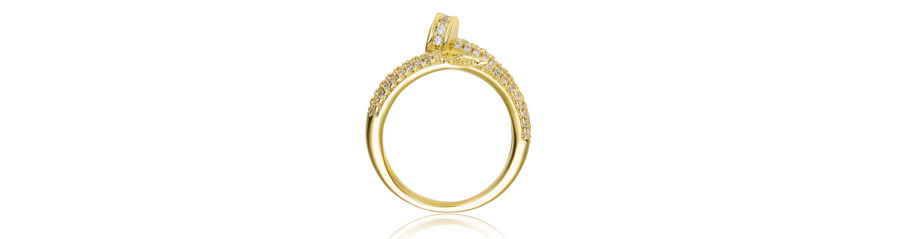 Lab Created 14K Gold Plated With Cubic Zirconia Bypass Modern Ring