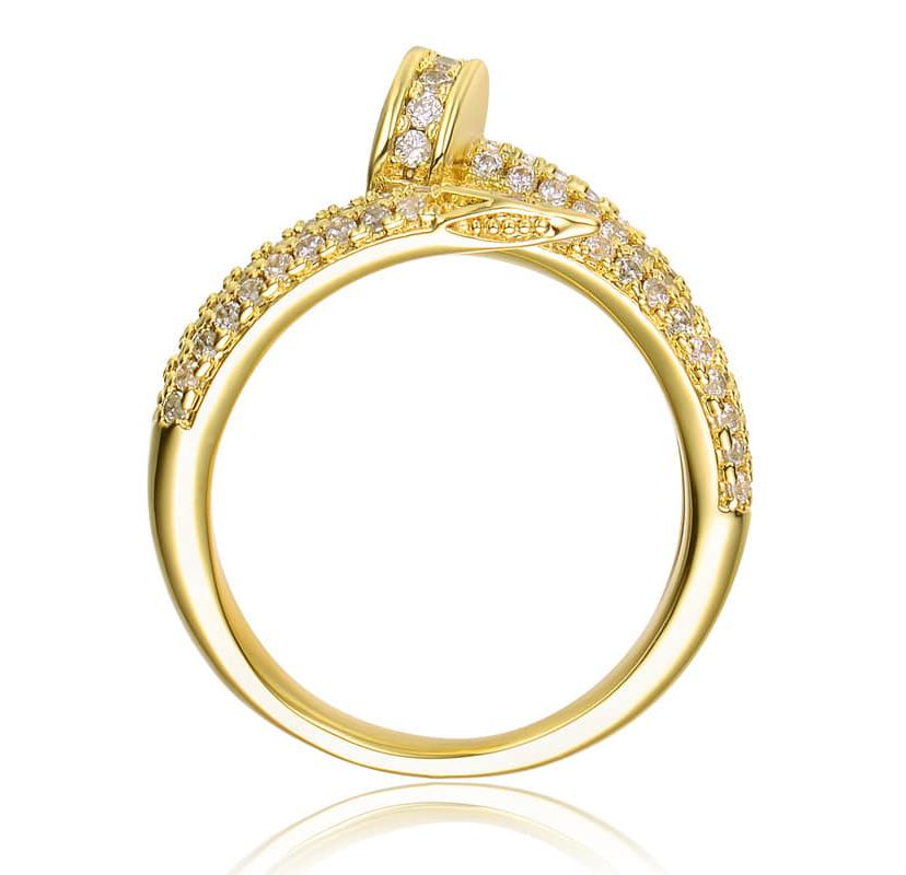 Lab Created 14K Gold Plated With Cubic Zirconia Bypass Modern Ring