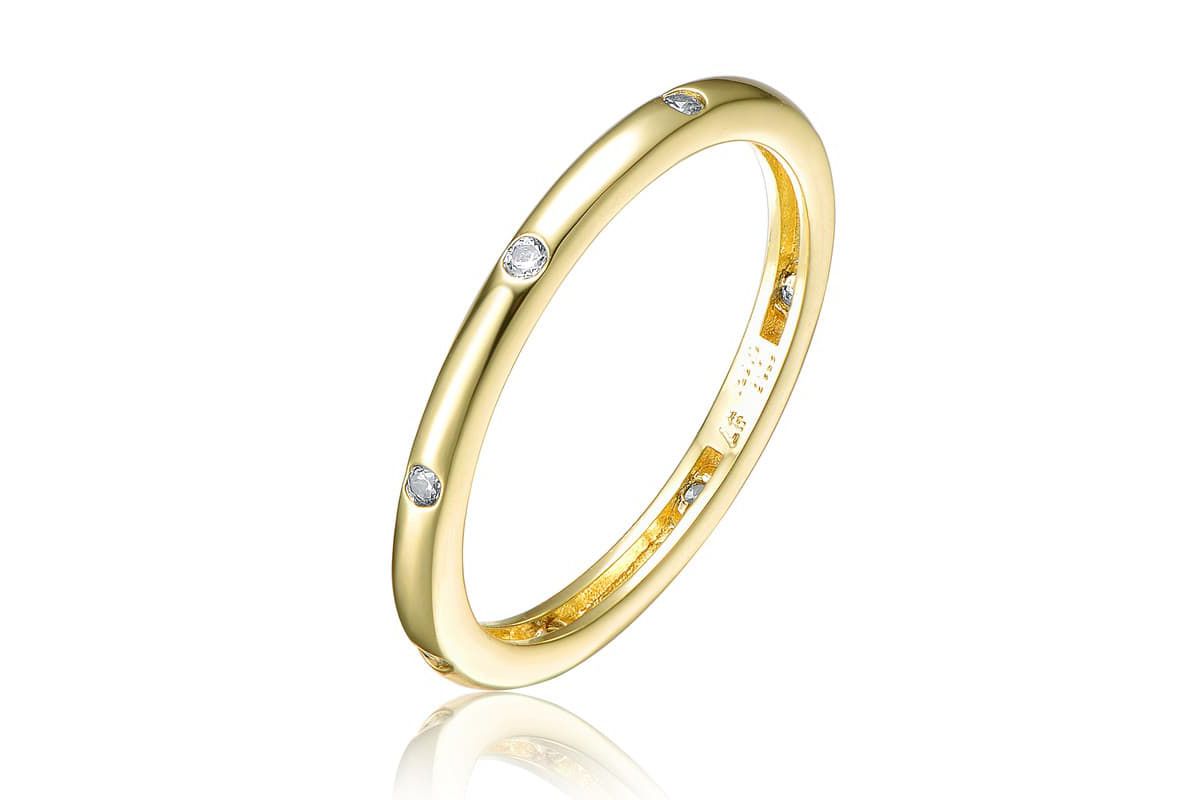 Lab Created Gold Plated Clear Cubic Zirconia Band Ring