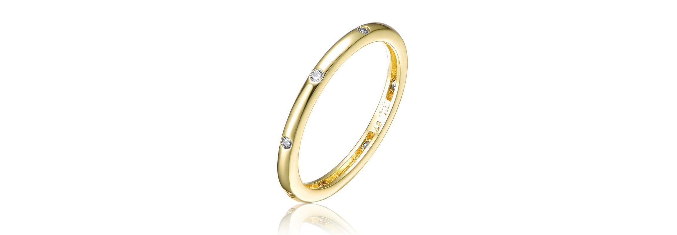 Lab Created Gold Plated Clear Cubic Zirconia Band Ring