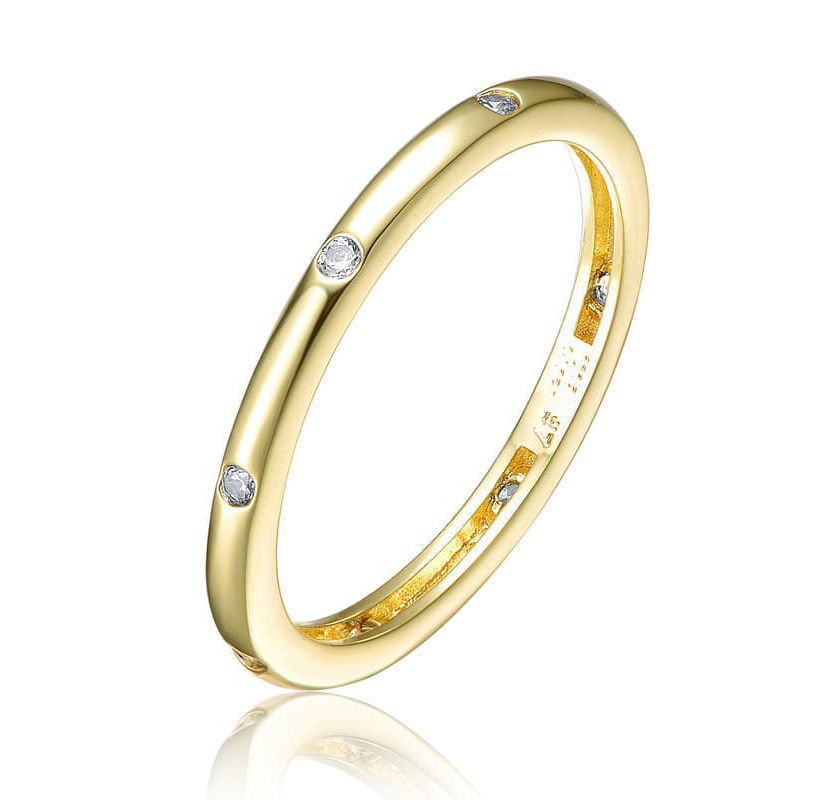 Lab Created Gold Plated Clear Cubic Zirconia Band Ring