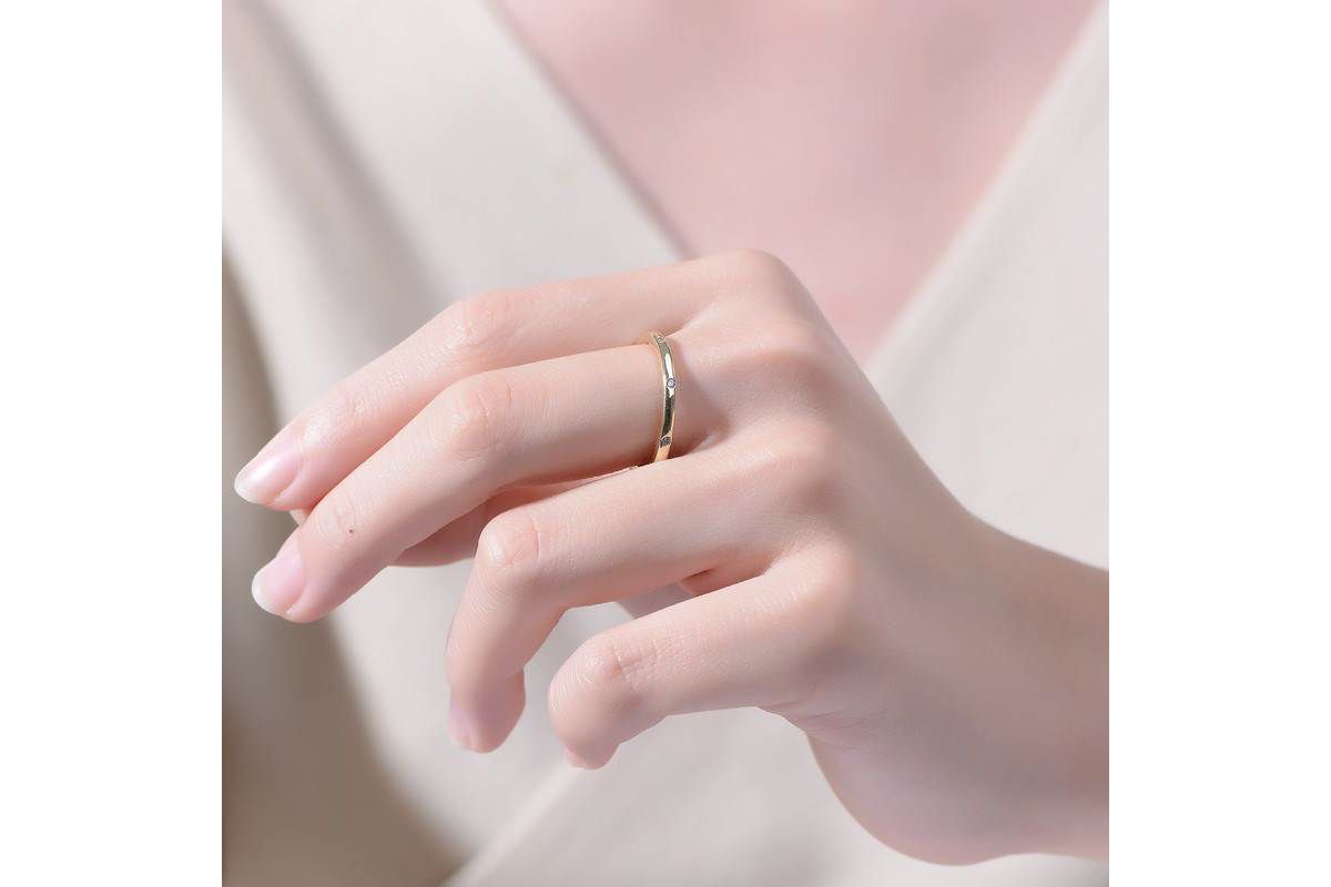 Lab Created Gold Plated Clear Cubic Zirconia Band Ring