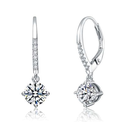 Rozzato Sterling Silver White Gold Plated with 0.11ct Lab Created Moissanite Drop Earrings