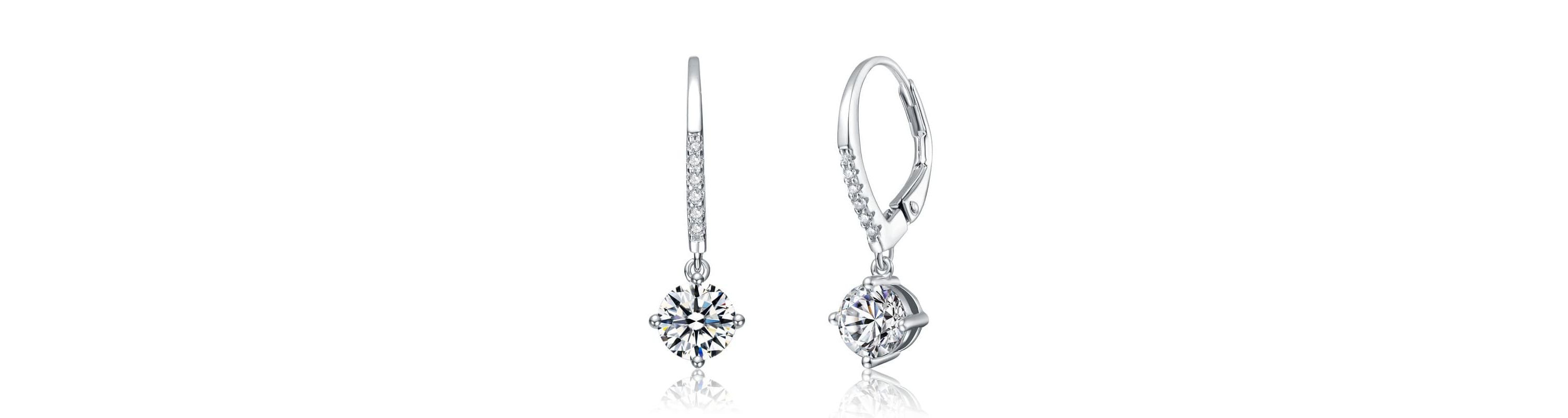 Sterling Silver White Gold Plated with 0.11ct Lab Created Moissanite Drop Earrings
