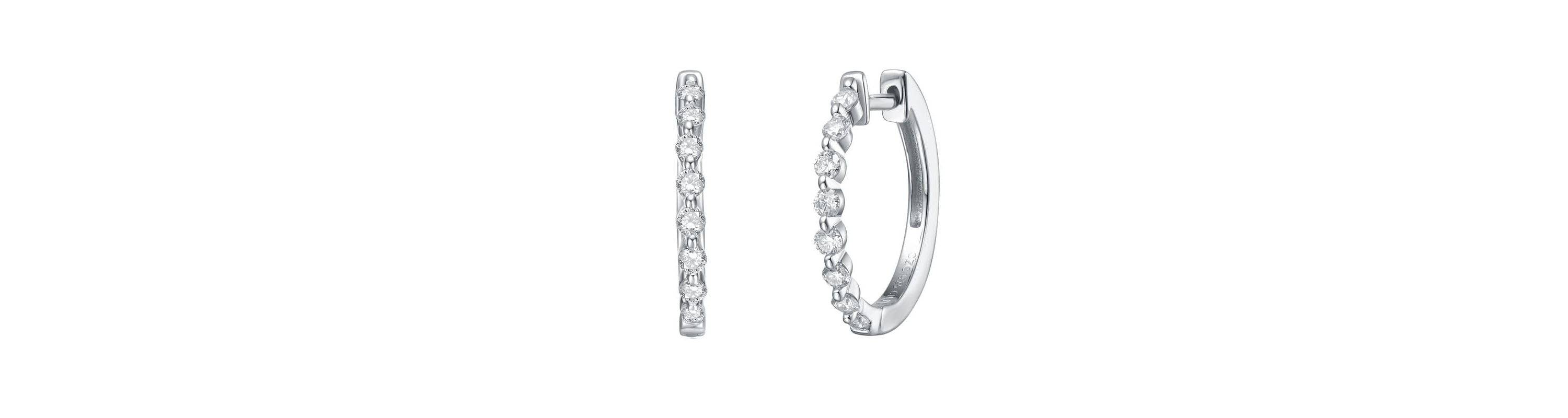 Sterling Silver White Gold Plated with 0.45ct Lab Created Moissanite Huggie Hoop Earrings