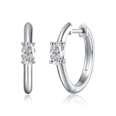 Rozzato Sterling Silver White Gold Plated with 0.48ct Lab Created Moissanite Huggie Hoop Earrings