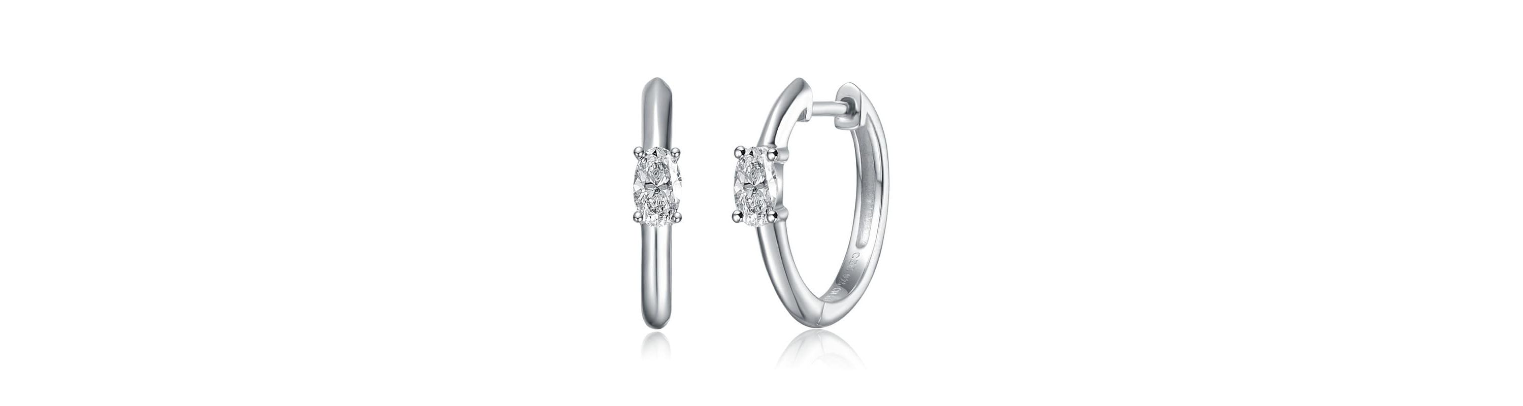 Sterling Silver White Gold Plated with 0.48ct Lab Created Moissanite Huggie Hoop Earrings