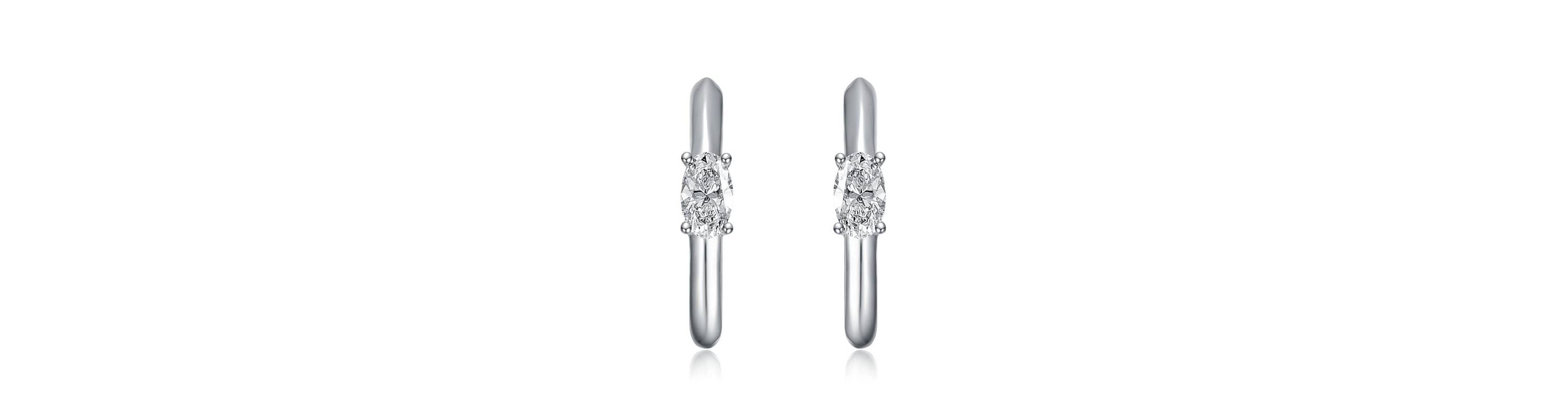 Sterling Silver White Gold Plated with 0.48ct Lab Created Moissanite Huggie Hoop Earrings