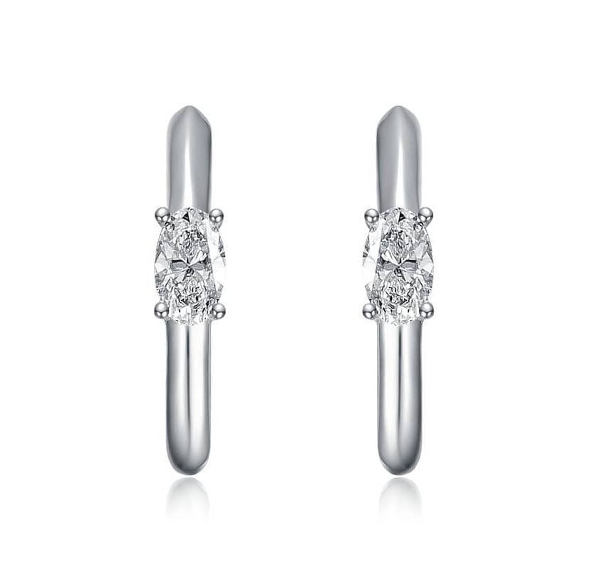 Sterling Silver White Gold Plated with 0.48ct Lab Created Moissanite Huggie Hoop Earrings