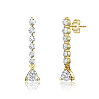 Rozzato Sterling Silver 14K Gold Plated with 0.76ct Lab Created Moissanite Linear Dangle Journey Earrings