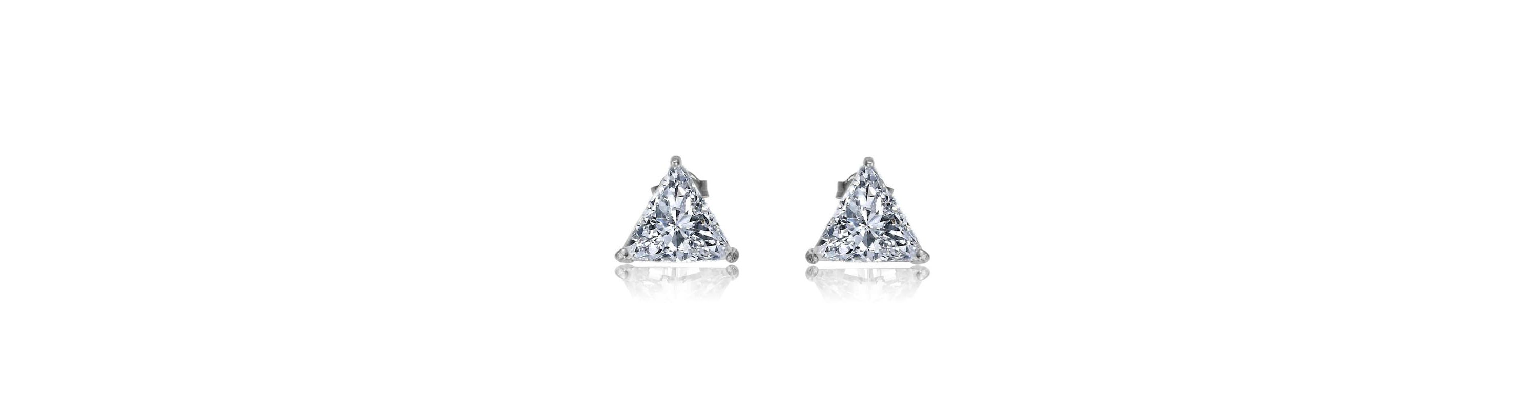 Sterling Silver White Gold Plated with 4ctw Lab Created Trillion Triangle Modern Stud Earrings