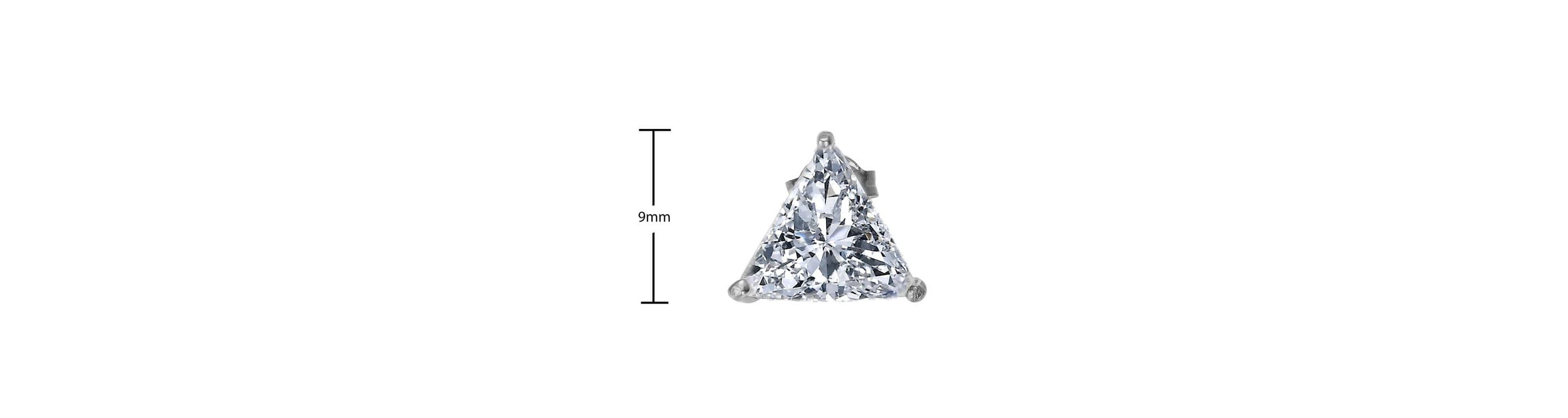 Sterling Silver White Gold Plated with 4ctw Lab Created Trillion Triangle Modern Stud Earrings