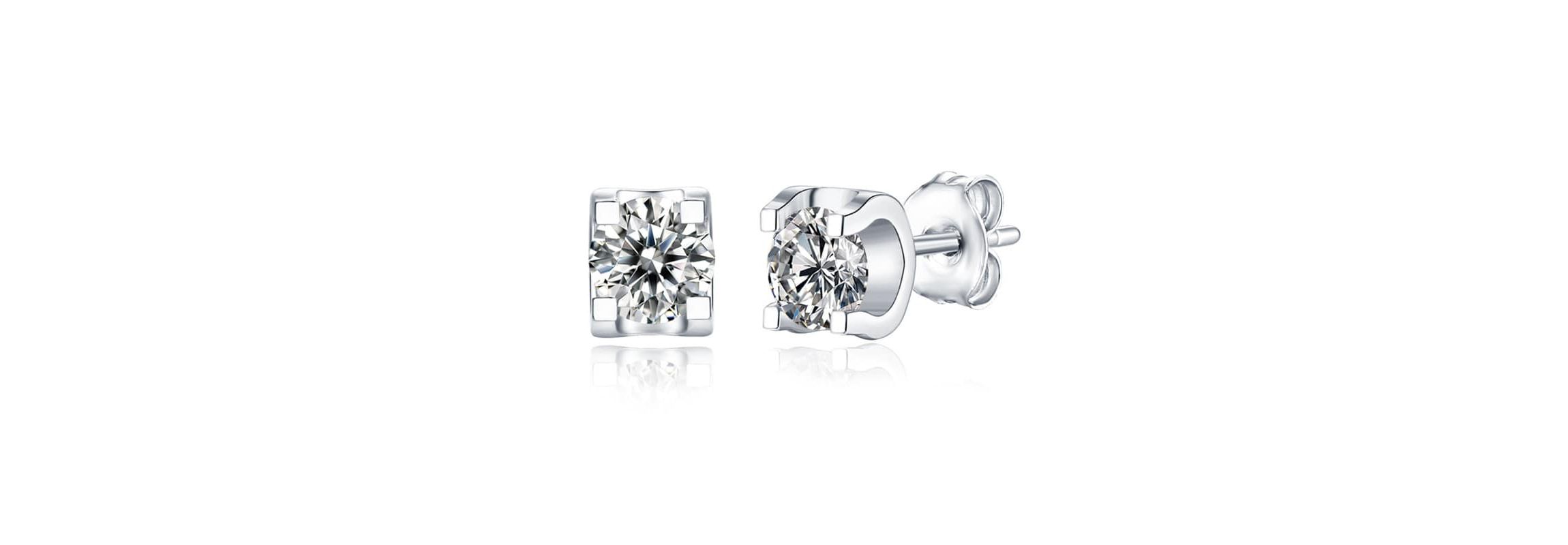 Sterling Silver White Gold Plated with 0.50ctw Lab Created Moissanite Solitaire Tulip Stud Earrings