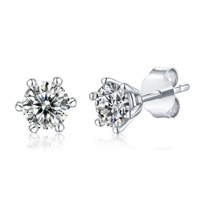 Rozzato Sterling Silver White Gold Plated with 0.50ctw Lab Created Moissanite Round Solitaire Stud Earrings