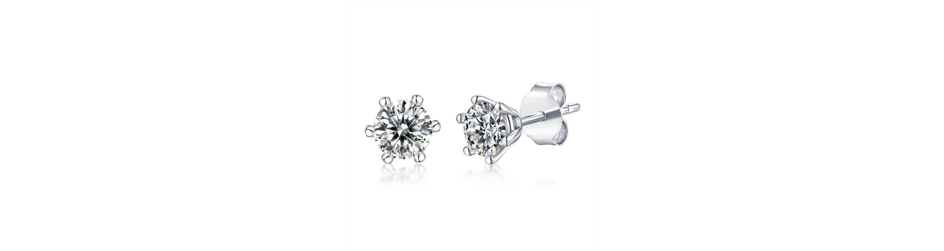 Sterling Silver White Gold Plated with 0.50ctw Lab Created Moissanite Round Solitaire Stud Earrings